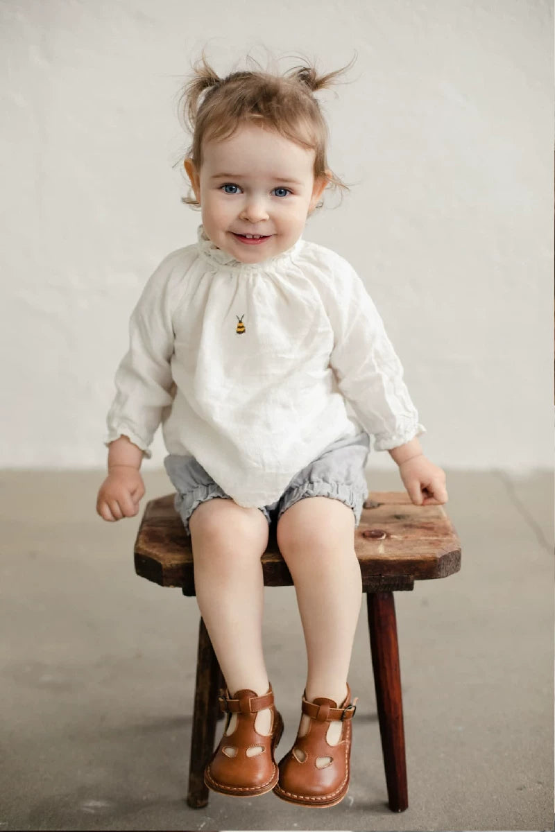 Alice Linen Princess Shirt - Lace-Collar Embroidered Blouse