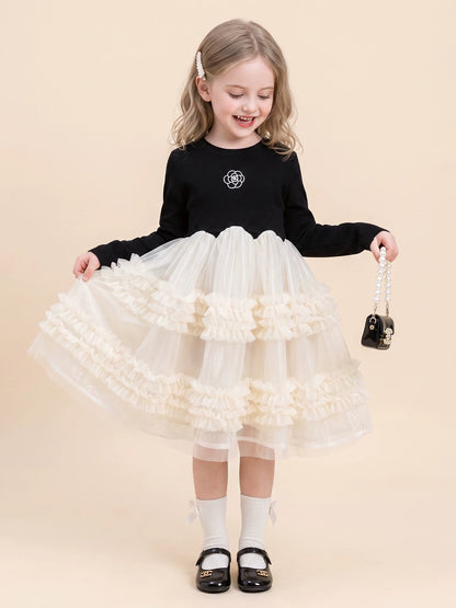 Girls Black Little-Classics Mesh Dress - Sparkling Princess Dress
