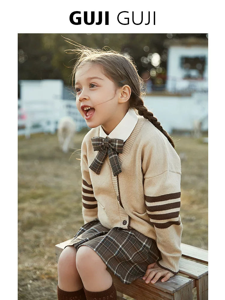 Girls White Cotton Stand-Collar Shirt - Classic School Base Layer