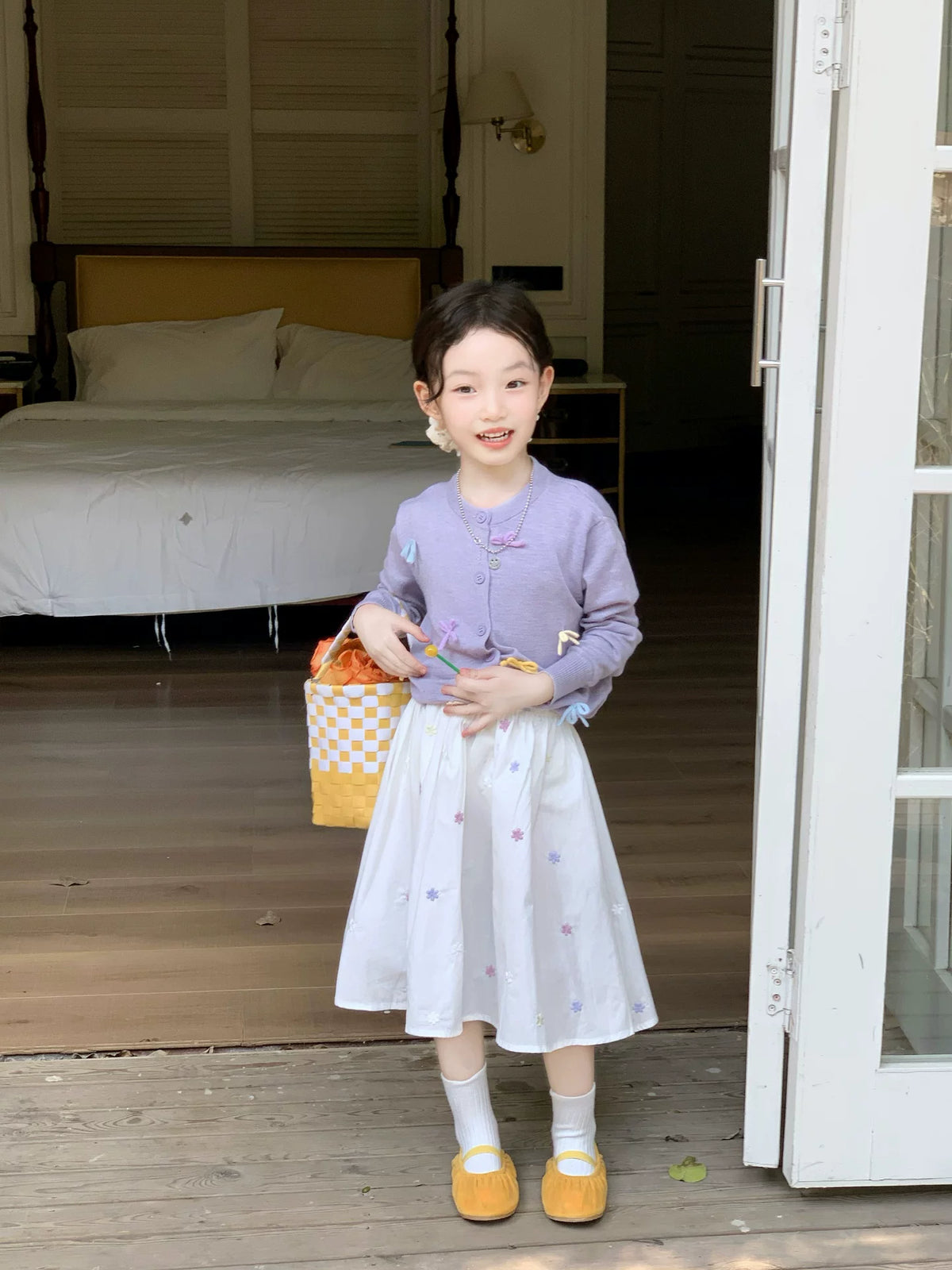 Girls Knit Cardigan & Skirt Set - Sweet Korean Style Autumn Outfit