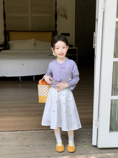 Girls Knit Cardigan & Skirt Set - Sweet Korean Style Autumn Outfit