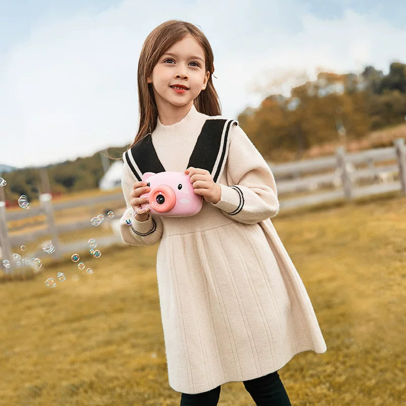 Girls Fleece-Lined Knit Dress - Preppy Princess Sweater Dress