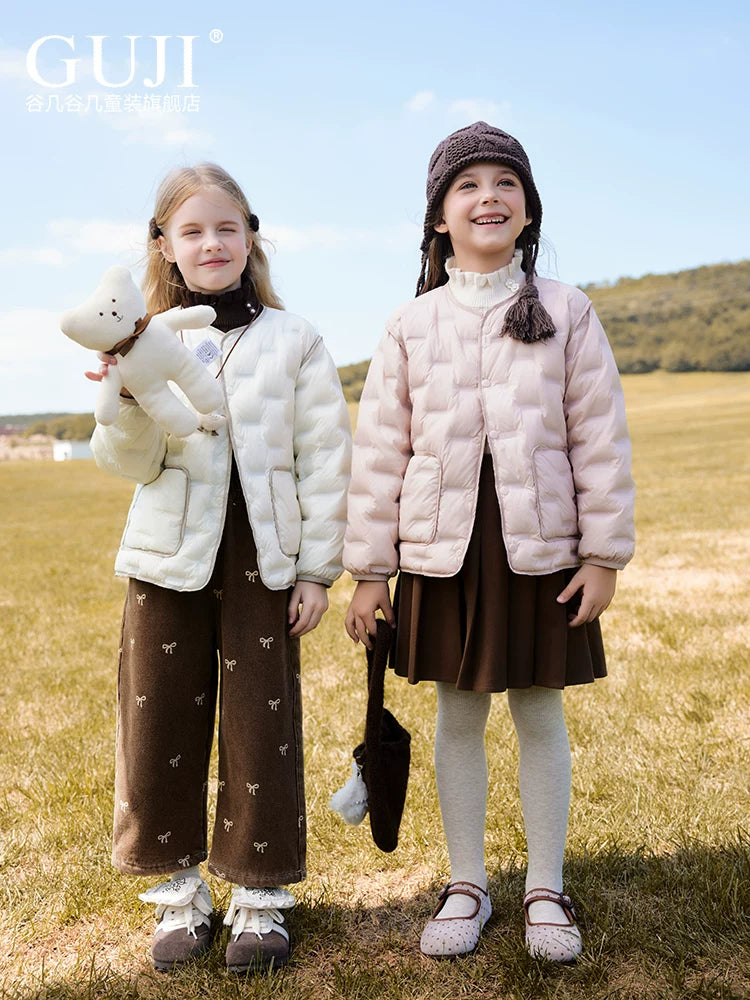 Girls Fleece-Lined Retro Pants - Cosy Forest-Style Sweatpants