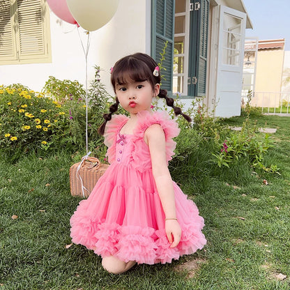 Girls Tulle Tutu Dress - Waist-Defined Puffy Princess Dress