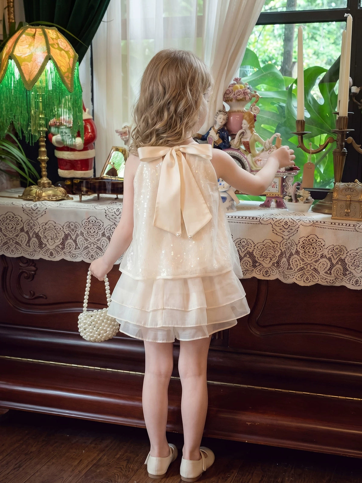 Girls Halter Top & Shorts Set - Chanel-Style Summer Two-Piece