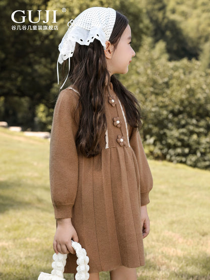 Girls Knit Sweater Dress - Preppy Princess Midi, Soft & Thick