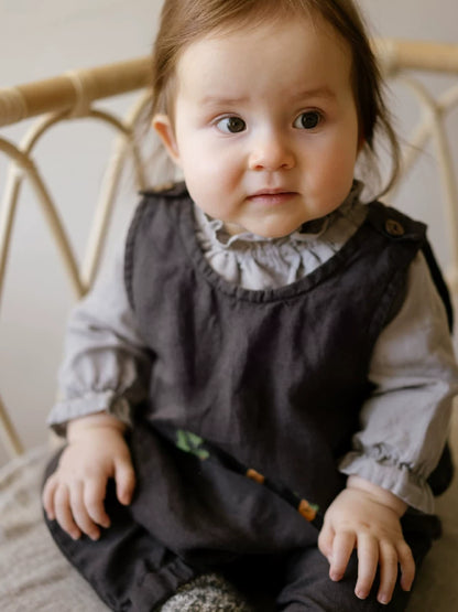 Baby Pure Linen Romper - Nordic Overalls with Optional Embroidery