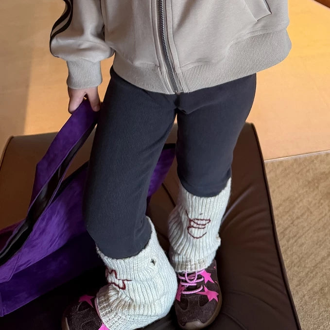 Girls Stand-Collar Zip Jacket & Leggings Set - Sporty Korean Autumn Two-Piece