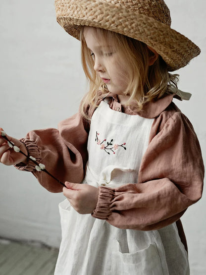 Linen Pinafore Dress - Original Apron-Style Embroidered Jumper