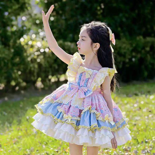 Girls Court-Style Lolita Dress - Pink Puffy Birthday Princess Gown