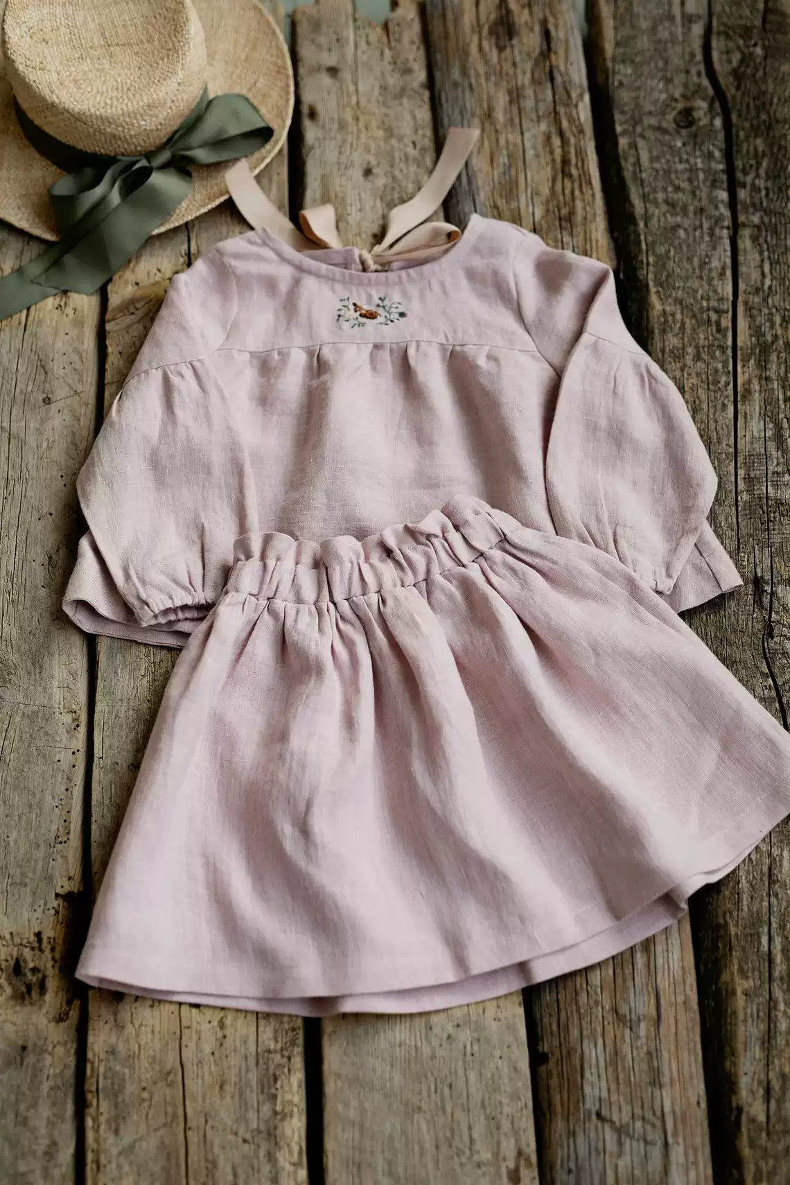 Alice Linen Embroidered Shirt - Girls Long-Sleeve Blouse