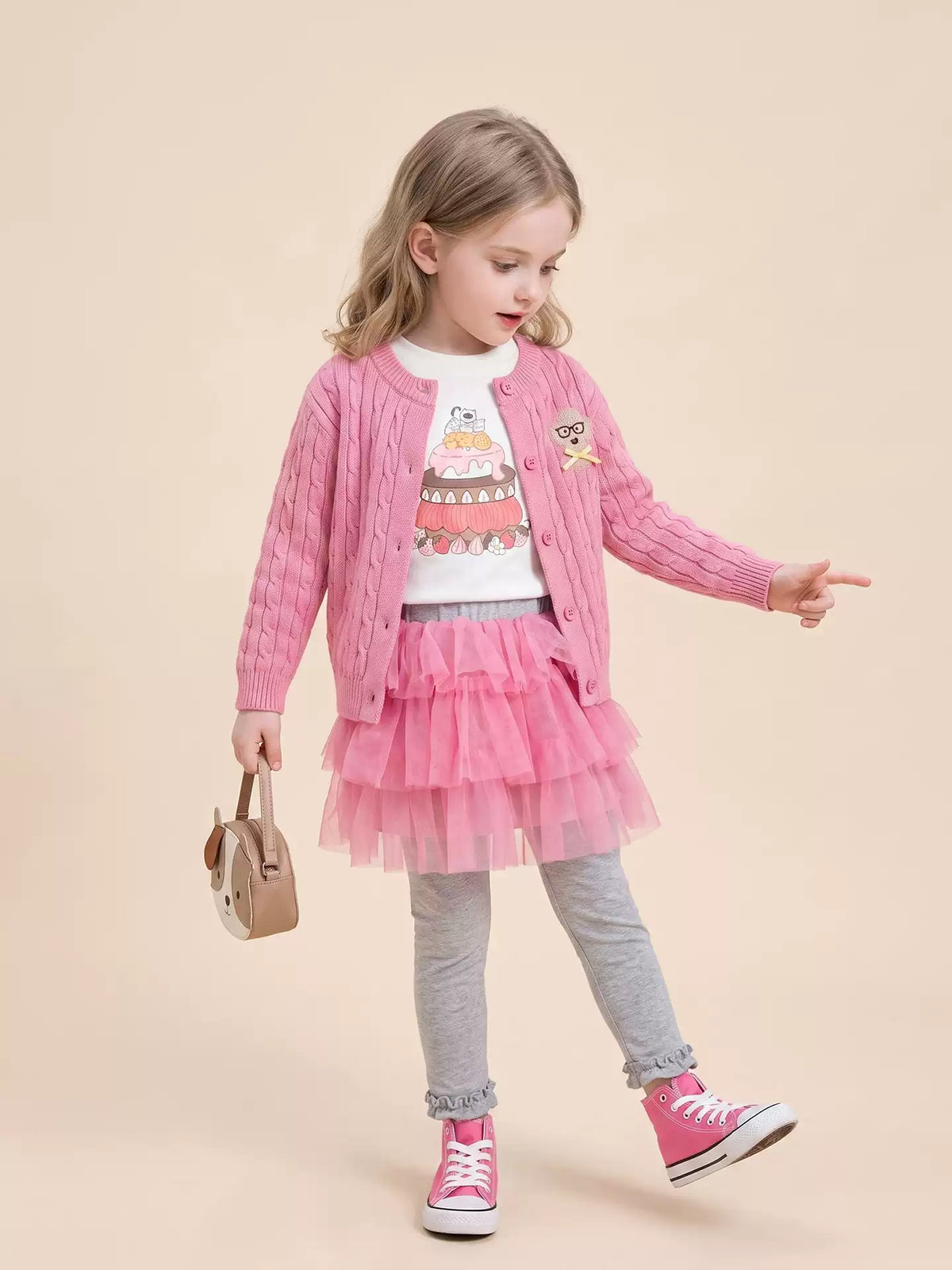Girls Cardigan, Top & Culotte Set - Sweet Knit Three-Piece