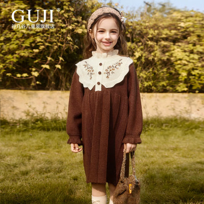 Girls Winter Tulle Princess Dress - Puffy Knit-Top Gown