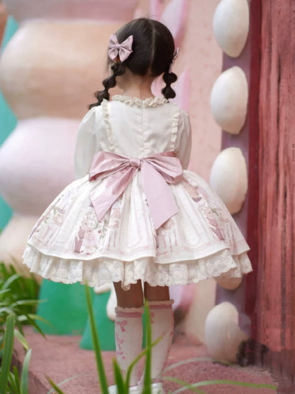 Girls Teddy-Bear Lolita Dress - Fleece-Lined Cosy Birthday Princess Gown