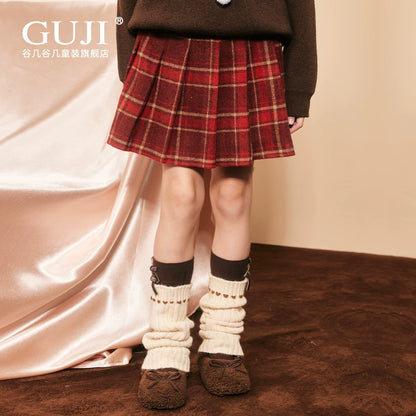Girls Red Pleated Skirt - Christmas JK Uniform Style Half Skirt