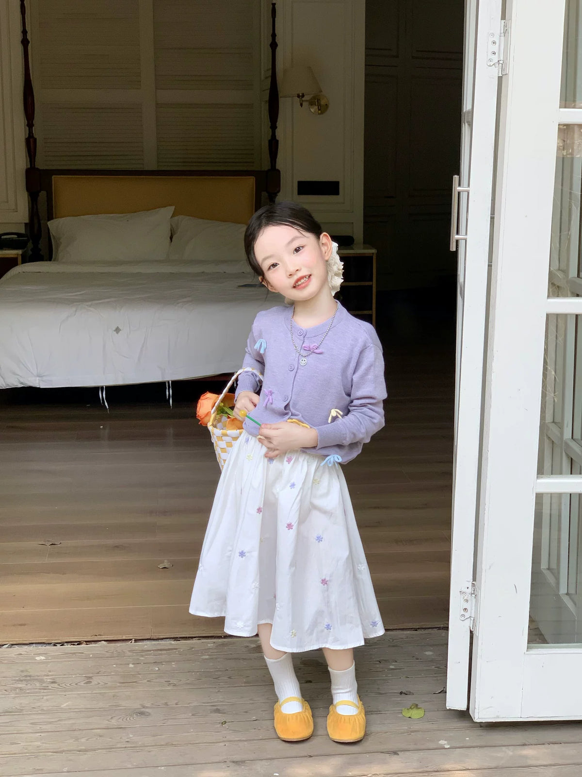 Girls Knit Cardigan & Skirt Set - Sweet Korean Style Autumn Outfit