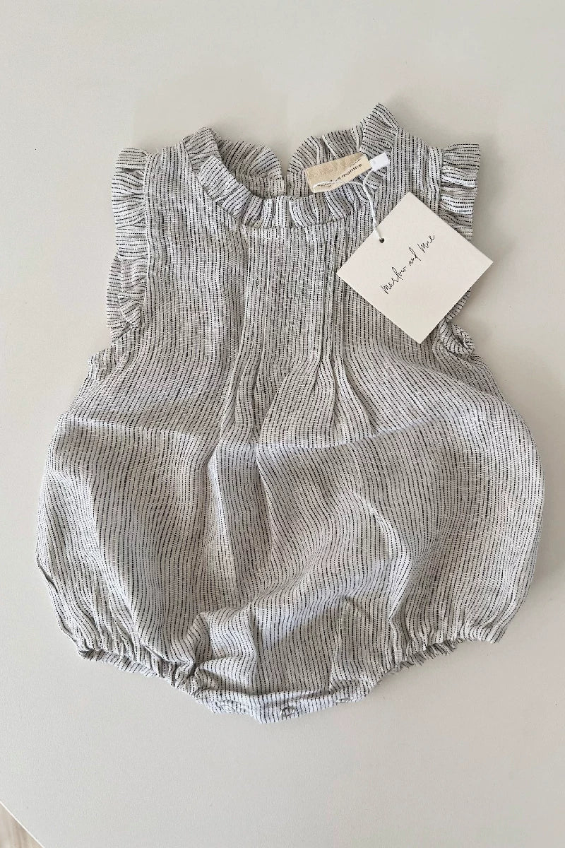 Belgian Pure Linen Baby Romper - Sleeveless Summer Onesie