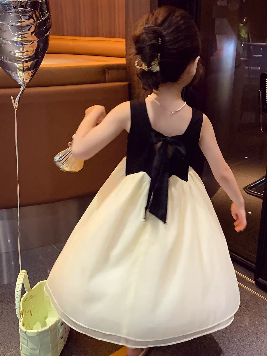 Girls Sleeveless Princess Dress - Elegant Sundress in Apricot
