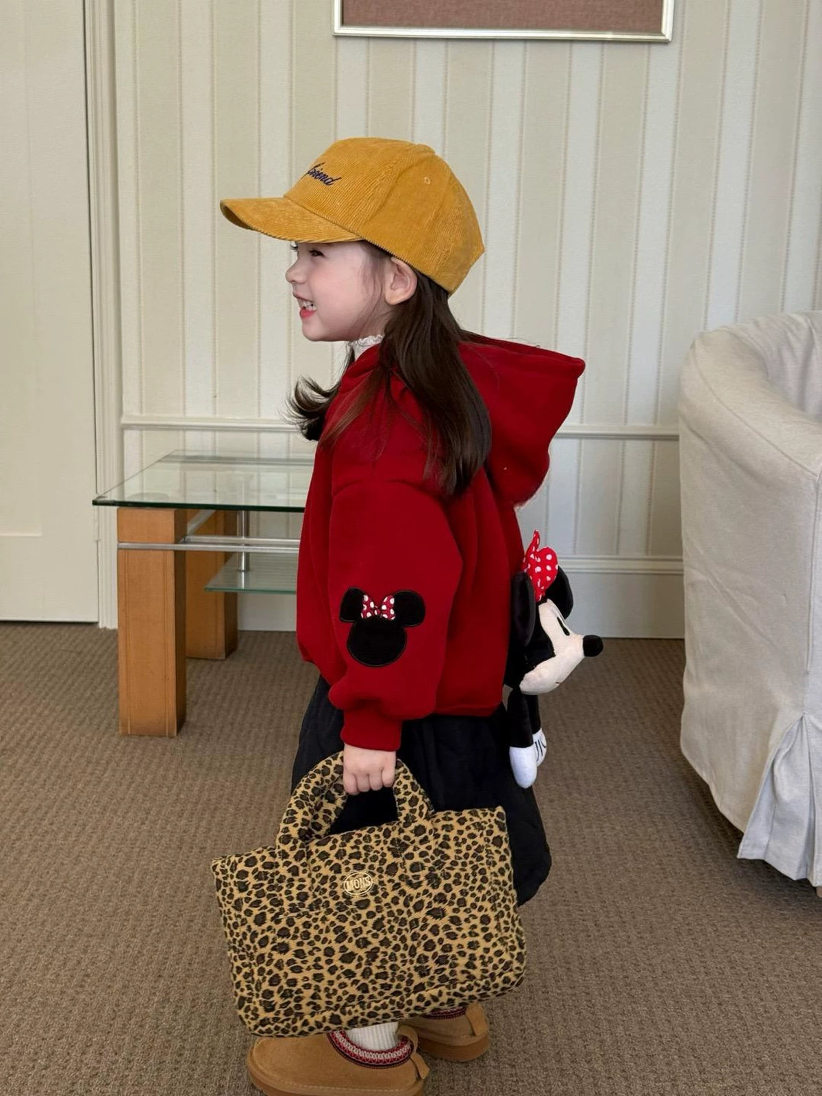 Girls Mickey Fleece Hoodie & Skirt Set - Plush Autumn-Winter Two-Piece