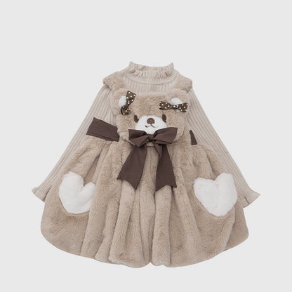 Girls Fuzzy Dress & Sweater Set - Cosy Birthday Princess Two-Piece