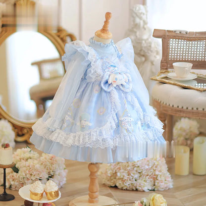 Girls Cinnamoroll Lolita Dress - Fleece-Lined Birthday Princess Dress