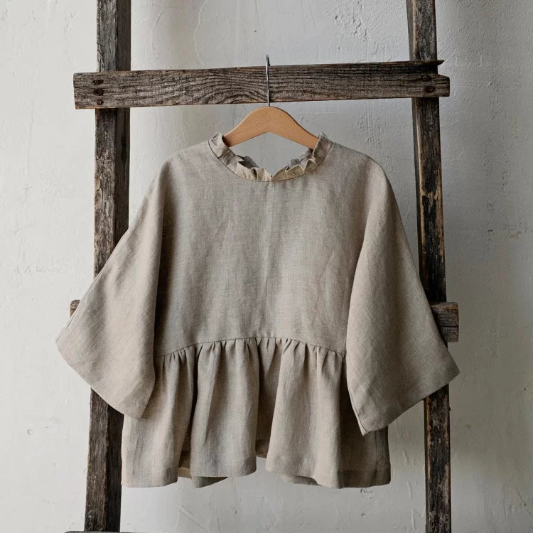 Girls Hand-Embroidered Linen Dress - Belgium Imported New Season