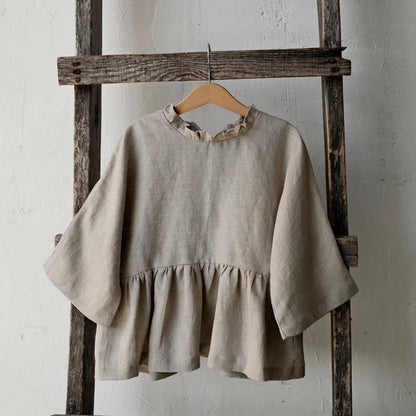 Girls Hand-Embroidered Linen Dress - Belgium Imported New Season