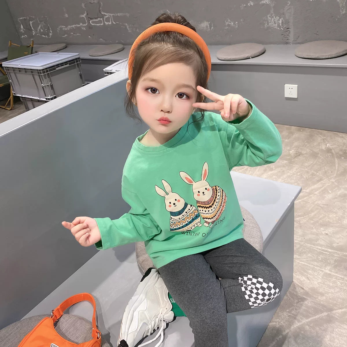 Girls Long-Sleeve Base Layer Top - Soft Korean Basic Tee