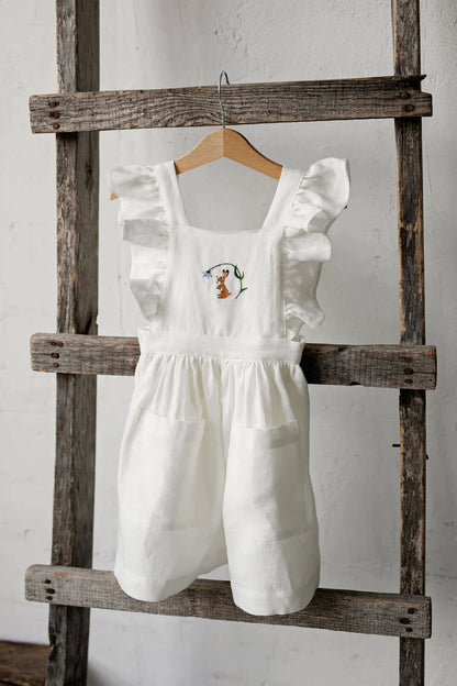 Girls Nordic Pure Linen Dress - Big-Love Series Long Sleeve