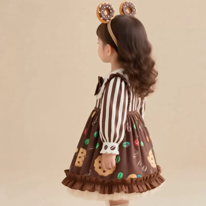 Girls Coffee Lolita Dress - Adorable Fleece-Lined Birthday Princess Gown
