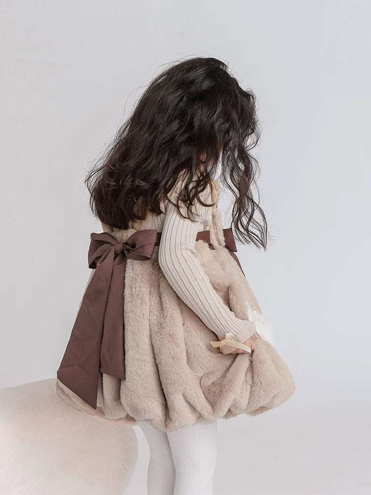 Girls Fuzzy Dress & Sweater Set - Cosy Birthday Princess Two-Piece