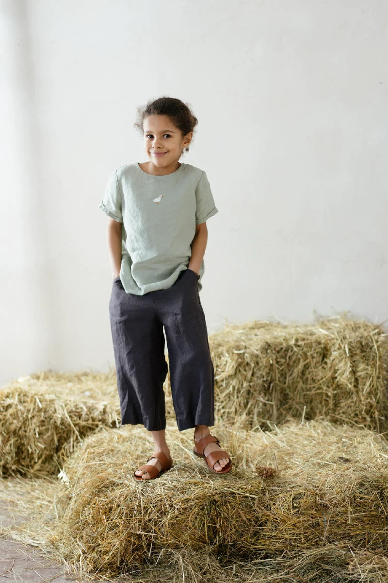Kids Pure Linen Relaxed Pants - Unisex Leisure Trousers