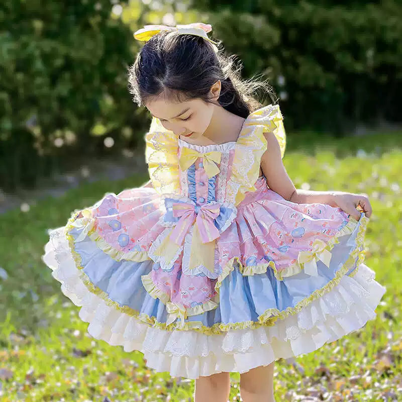 Girls Court-Style Lolita Dress - Pink Puffy Birthday Princess Gown