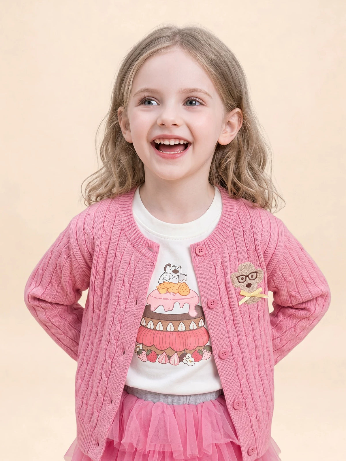 Girls Cardigan, Top & Culotte Set - Sweet Knit Three-Piece