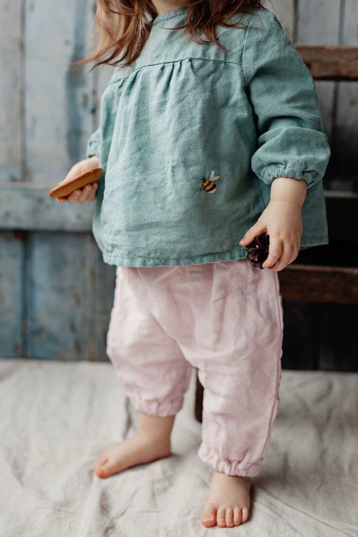 Kids Linen Embroidered Shirt - Little-Alice Long-Sleeve Top