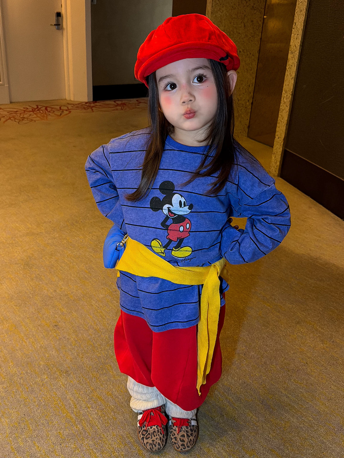 Girls Cartoon Striped Tee & Pants Set - Relaxed Korean Autumn Two-Piece