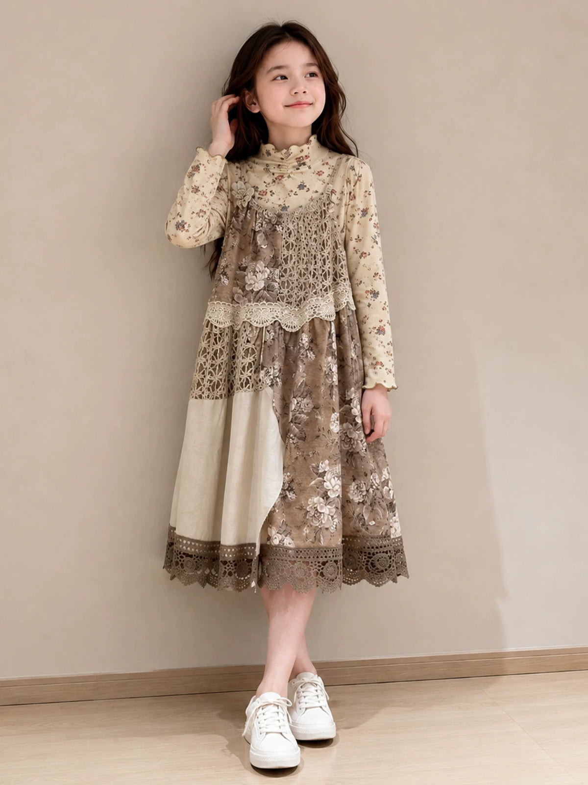 Girls Floral Pinafore Dress - Spring Autumn Sleeveless