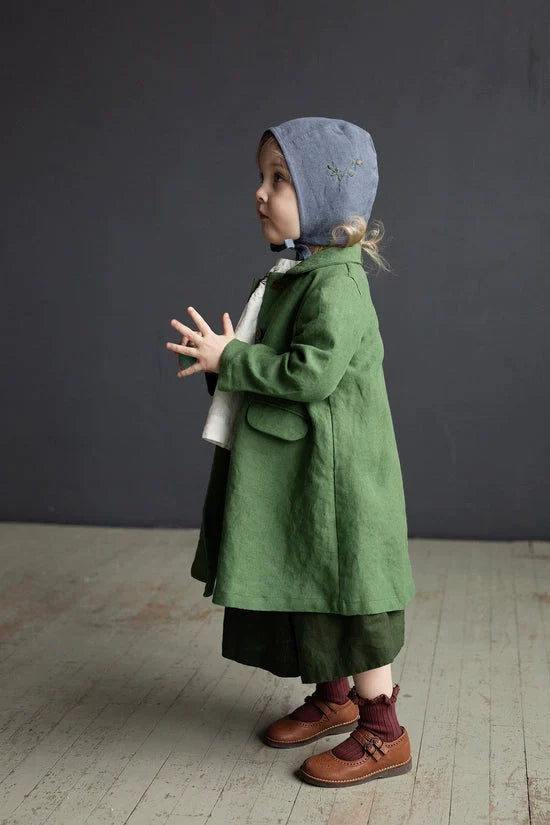 Linen Girls Trench Coat - Hand-Embroidered Ins-Style Jacket, 3 Lengths