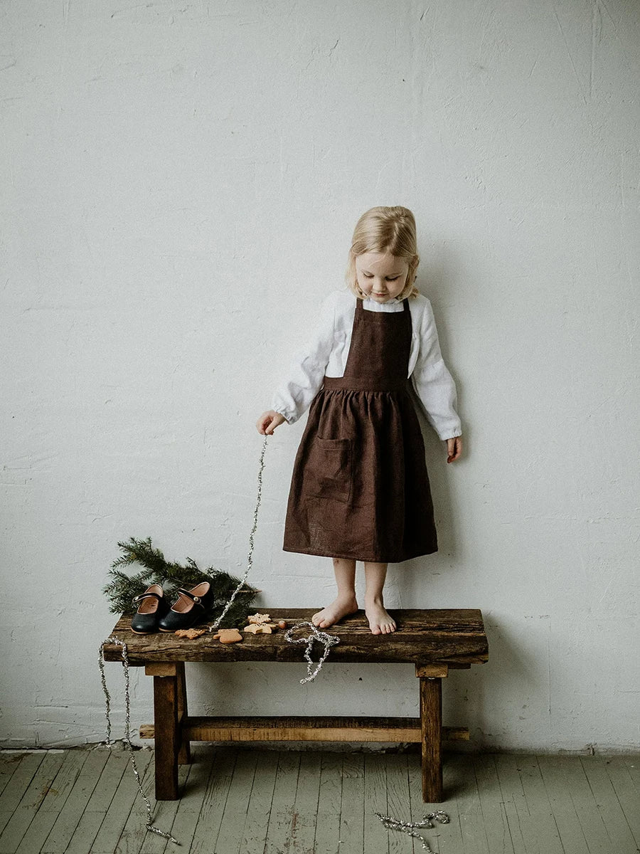 Linen Pinafore Dress - Original Apron-Style Embroidered Jumper