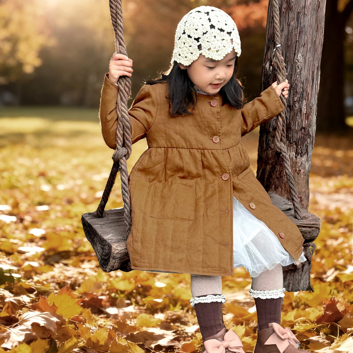 Girls Washable Padded Winter Coat - Warm Yellow Longline