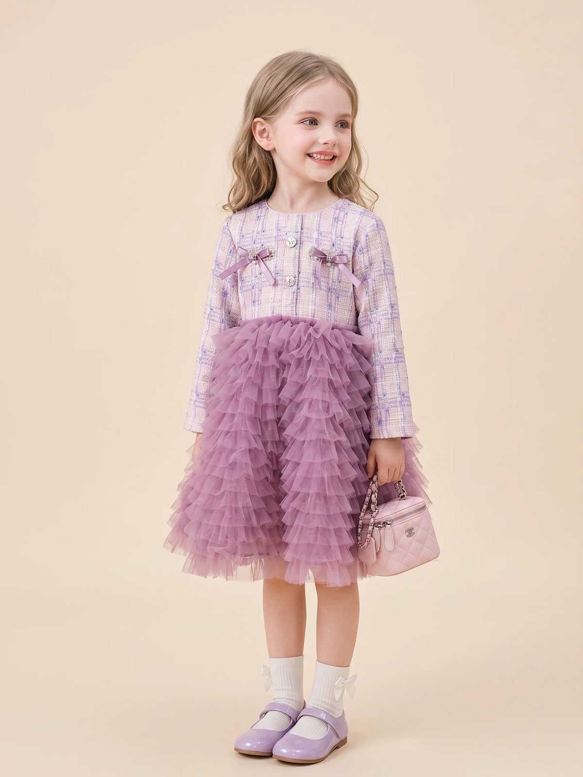 Girls Little-Classics Velvet-Lined Dress - Fleece Option Tulle Gown