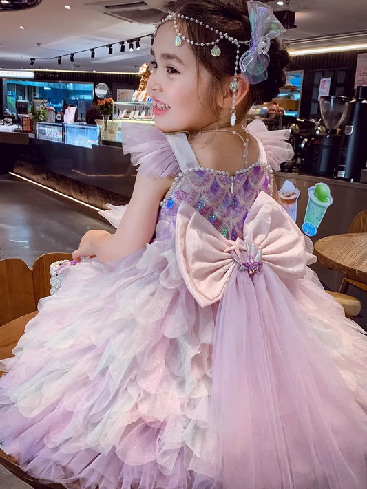 Girls Lolita Jumper Skirt - Puffy Princess Dress with Hair Clip