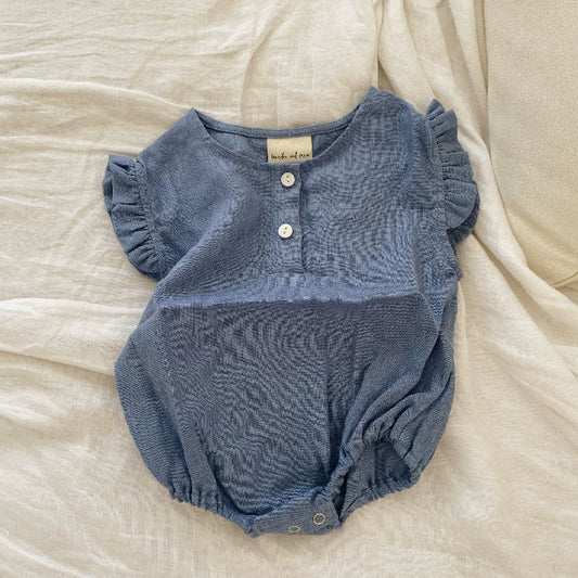 Baby Pure Linen Bodysuit - Nordic Short-Sleeve Onesie