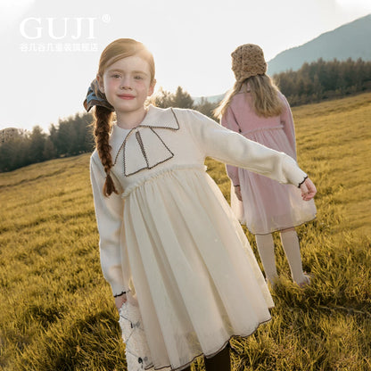 Girls Preppy Knit Dress - Long-Sleeve Princess Sweater Dress