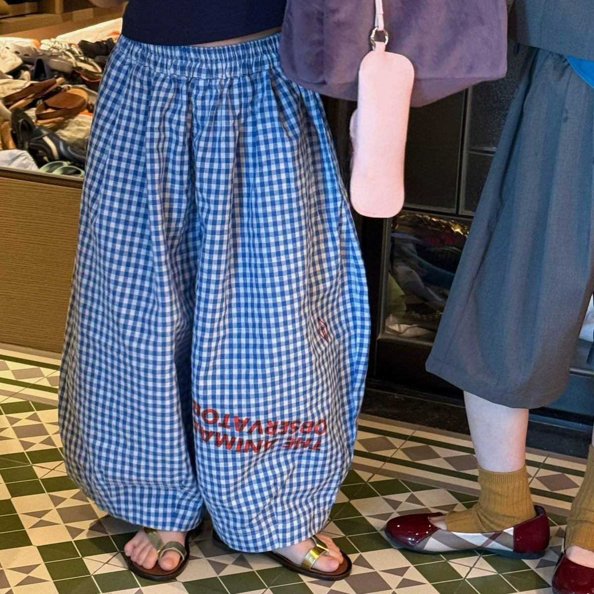 Girls Double-Strap Cami & Plaid Lantern Pants Set - American-Style Summer Two-Piece