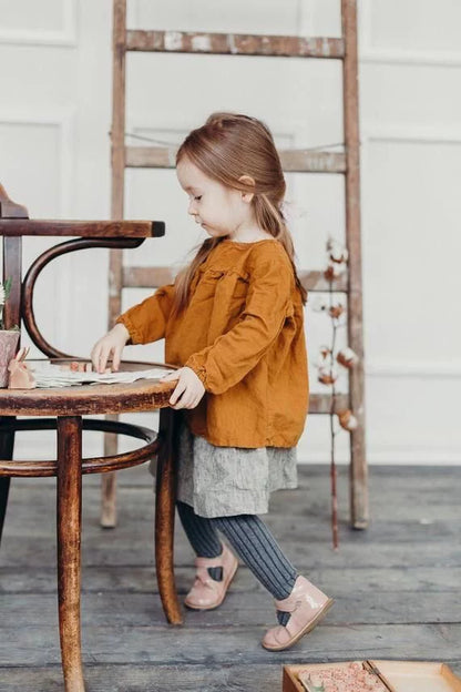 Kids Linen Embroidered Shirt - Little-Alice Long-Sleeve Top