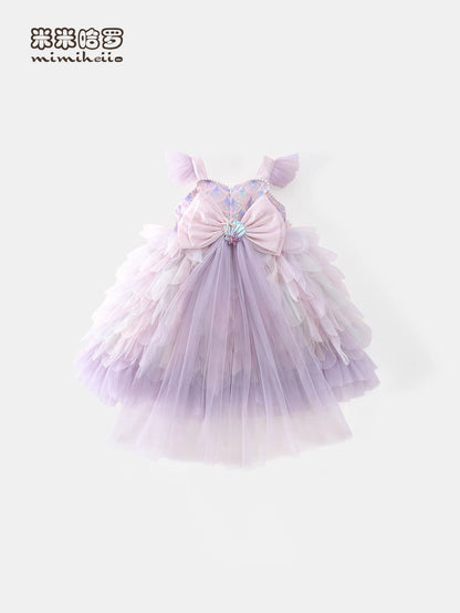 Girls Lolita Jumper Skirt - Puffy Princess Dress with Hair Clip