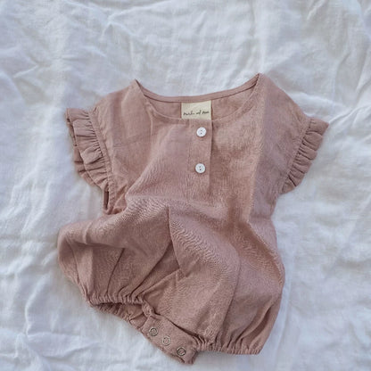 Baby Pure Linen Bodysuit - Nordic Short-Sleeve Onesie
