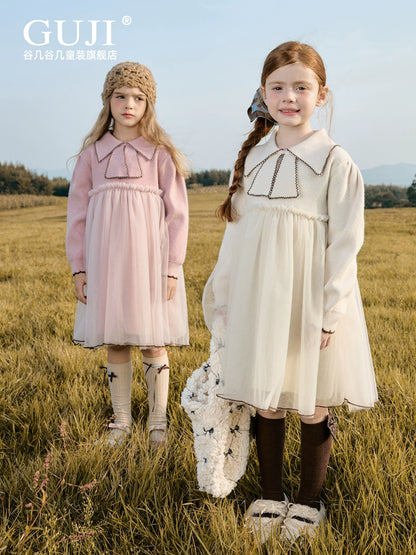 Girls Preppy Knit Dress - Long-Sleeve Princess Sweater Dress