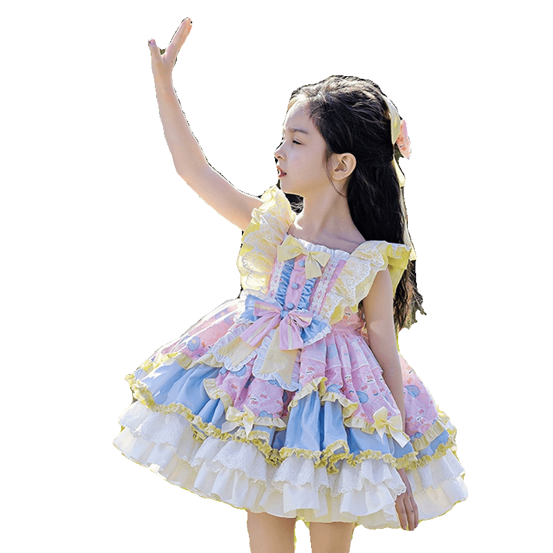 Girls Court-Style Lolita Dress - Pink Puffy Birthday Princess Gown